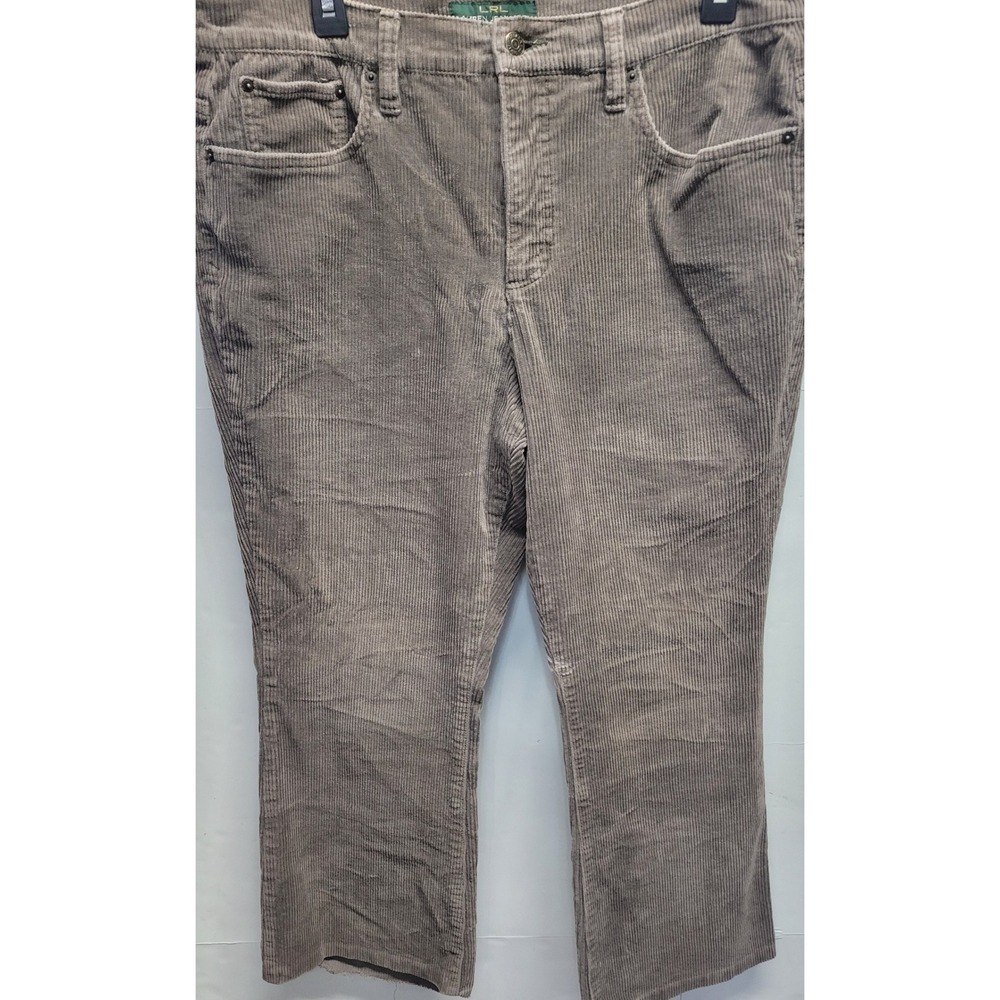 Vtg LRL Ralph Lauren Corduroy Pants gray classic‎ bootcut Size 14